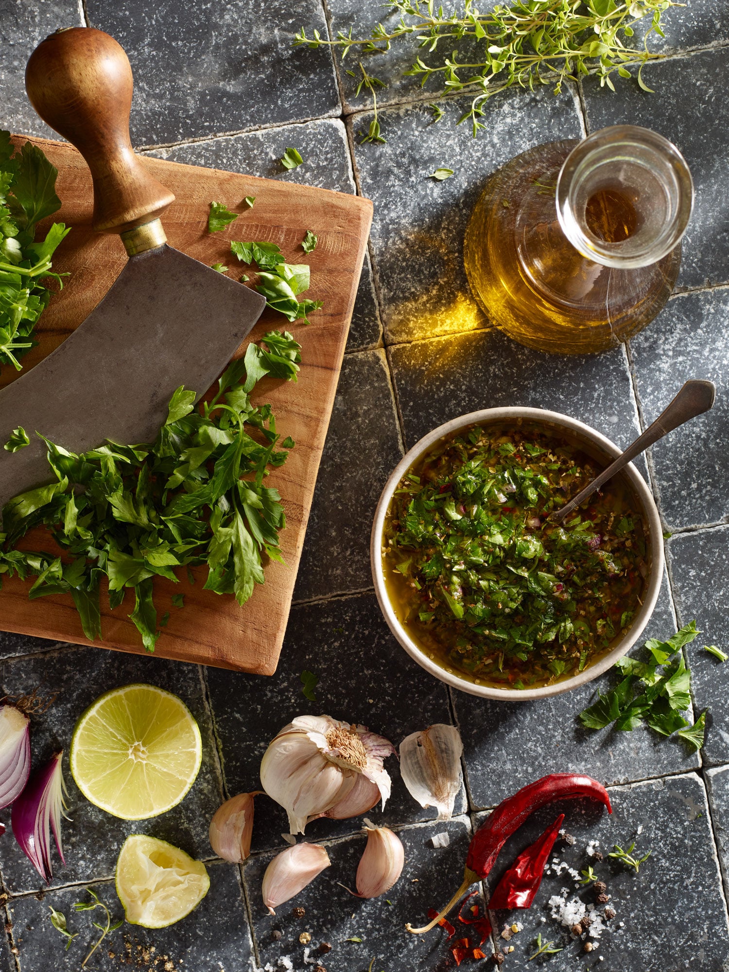 Chimichurri Kräutersauce mit Zutaten