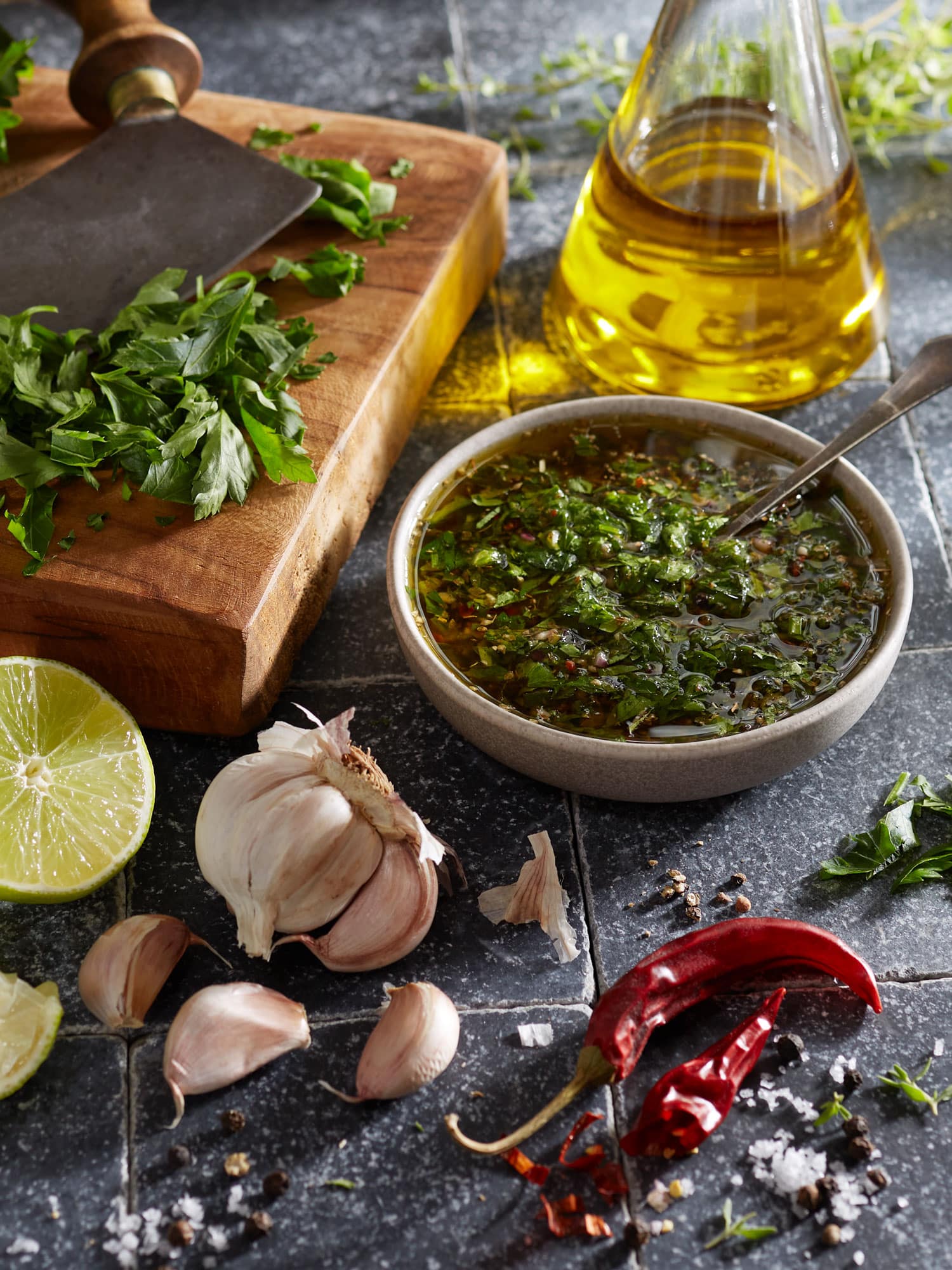 Argentinische Chimichurri Steaksauce mit Zutaten